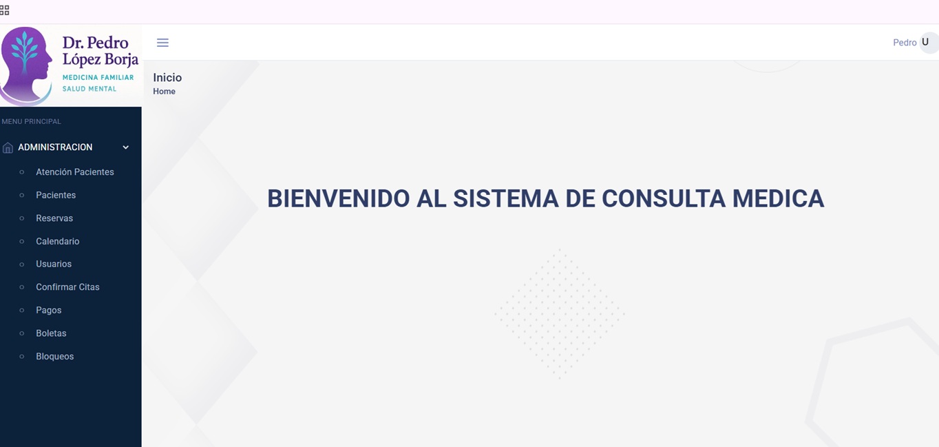 Segunda vista de consulta médica del proyecto Control Médico